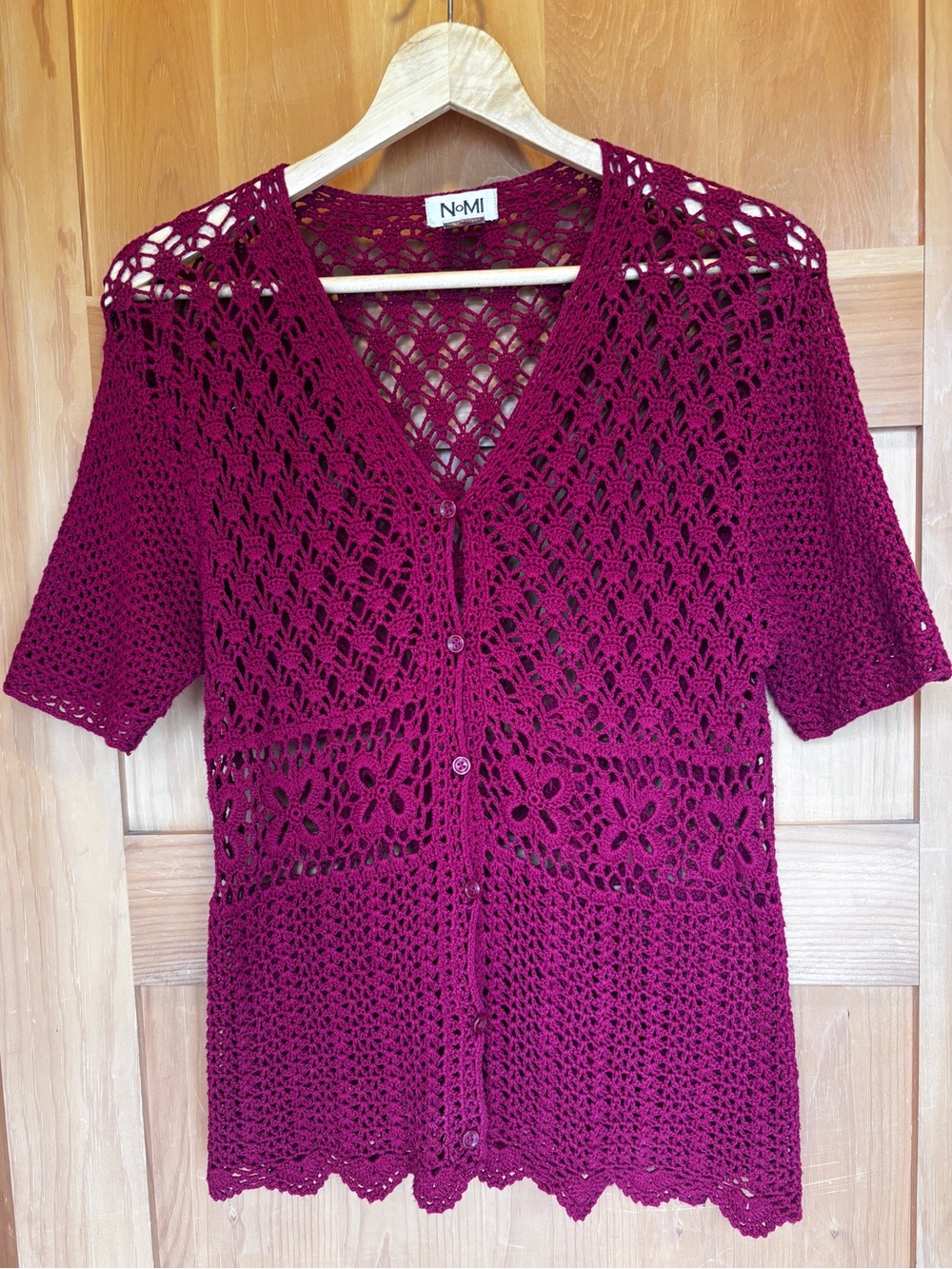 nomi Boho Crochet Button-Front Cardigan - Berry